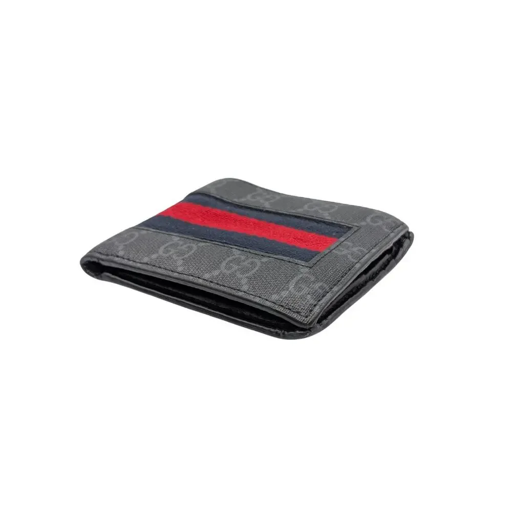 Gucci Monogram GG Gray Black Stripe Supreme Web Men's Wallet